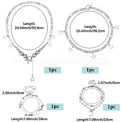 Halsketten und mehrreihige Armbänder mit Stern-Mond-Anhängern aus Legierung&nbsp;SJEW-SC0001-04