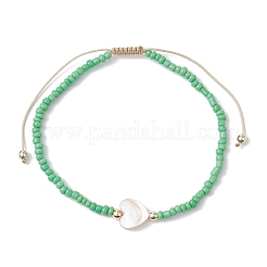 Set di 5 braccialetti con perline intrecciate a forma di cuore e semi di conchiglia naturale in 5 colori&nbsp;BJEW-JB10039-03