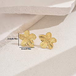 Elegantes pendientes de acero inoxidable 201 con diseño de flores a rayas.&nbsp;LS-CN5900-1