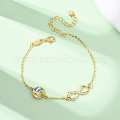 Braccialetti sportivi in ottone con micro pavé di zirconi cubici e maglie infinite&nbsp;BJEW-D386-01B-G
