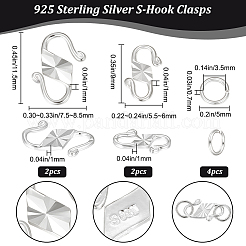 4 pz. 2 fermagli a S in argento sterling misura 925&nbsp;FIND-BBC0002-74S