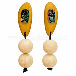 Pendientes de botón de madera y vidrio para mujer&nbsp;WG46741-01