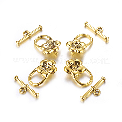 Tibetischen Stil Blume Knebelverschlüsse&nbsp;LS-TIBE-2119-AG-RS