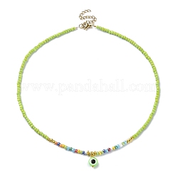Collana con ciondolo malocchio in resina con catene di perline di semi di vetro&nbsp;NJEW-JN04378
