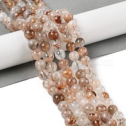 Natürliche Stränge aus Rutilquarzperlen in Schwarzgold&nbsp;G-H093-B02-8MM
