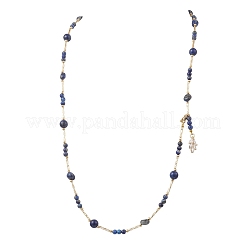 Lariat-Halsketten aus natürlichem Lapislazuli (rund und in Nuggetsform)&nbsp;NJEW-JN05727