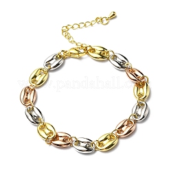 Gestellplattiertes Kaffeebohnen-Kettenarmband aus Messing für Damen&nbsp;RJEW-D078-08
