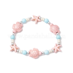 3 pz perline sintetiche di turchese tinte e perline rotonde di howlite naturale braccialetti elastici per le donne&nbsp;BJEW-JB11792