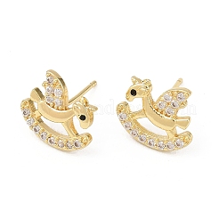 Boucles d'oreilles à tige en laiton micro pavé de zircones cubiques transparentes Hobbyhorse&nbsp;EJEW-F400-06G