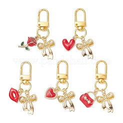 5 pendentif décoratif en alliage émaillé en forme de nœud papillon pour la Saint-Valentin&nbsp;HJEW-JM04470
