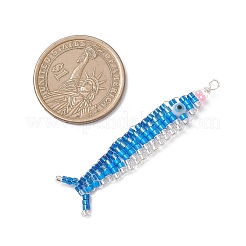 Pendenti con perline di semi di vetro con filo di rame raffiguranti saury del Pacifico&nbsp;PALLOY-MZ01105-01