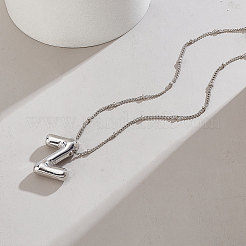 1 pz catena in ottone con pendenti a forma di lettera in lega collane&nbsp;NJEW-LP0001-41Z-P