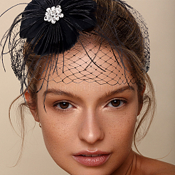 Braut Hochzeit Mesh Feder Fascinator Hüte Haarspangen&nbsp;OHAR-WH0011-47B
