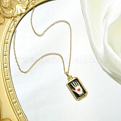 Rechteckige Tarot-Halsketten aus 304 Edelstahl mit Emaille-Anhänger für Damen&nbsp;NJEW-G157-01G-02