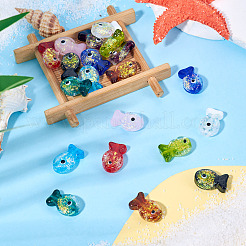 20 Stück 10 Farben handgefertigte Folien-Bunte Malerei-Fischperlen&nbsp;FOIL-TA0001-04