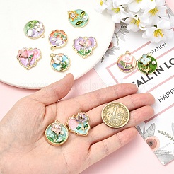 10 stücke 10 arten rack überzug legierung strass emaille anhänger&nbsp;ENAM-YW0008-30