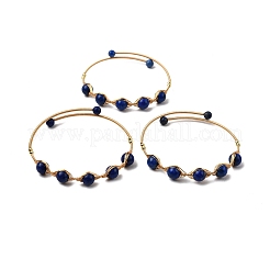 Manschettenarmreif mit natürlichem Lapislazuli&nbsp;BJEW-A122-07B