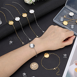 10 pz 2 colori 304 acciaio inossidabile cabochon rotondo braccialetti&nbsp;BJEW-SP0001-30