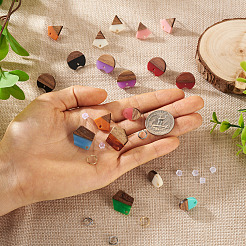 DIY 12 Paar 12 Stil zweifarbig Harz & Walnuss Holz Ohrstecker Zubehörse&nbsp;DIY-CW0001-35