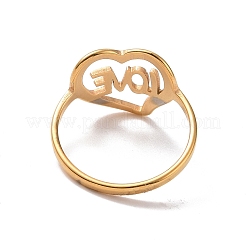Placcatura ionica (ip) 201 anello in acciaio inossidabile con cuore e scritta love&nbsp;RJEW-J051-38G
