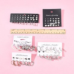 5 Sets 5 Stile Legierung & Kunststoff Perle & Acryl & Strass Ohrring-Sets&nbsp;EJEW-FS0001-24