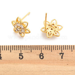 Ohrstecker aus Messing mit Mikropflaster und klarem Zirkonia in Blumenform&nbsp;EJEW-H162-06G