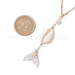 Colliers avec pendentif queue de sirène en coquillage cauris naturel&nbsp;NJEW-JN05233