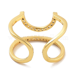 Offene Manschettenringe aus Messing mit Mikropflaster und Zirkonia für Damen&nbsp;RJEW-Z059-03G