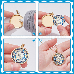 12 Stück 2 Farben 201 Edelstahl Anhänger Cabochon-Einstellungen&nbsp;STAS-WR0001-42