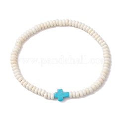 Braccialetti elastici in perline turchesi sintetiche per donna uomo&nbsp;BJEW-JB11293-02