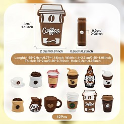 12 Stück Silikonperlen mit Kaffeemotiv in 12 Stilen&nbsp;SIL-FS0001-36