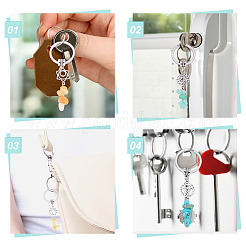 21 porte-clés 7 styles en jaspe rouge naturel&nbsp;KEYC-GO00010