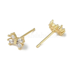 Gestellbeschichtetes Messing mit Zirkonia-Ohrsteckern&nbsp;EJEW-U006-02G