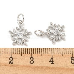Placage de crémaillère en laiton micro pavé pendentifs en zircone cubique claire&nbsp;KK-B093-04B-P