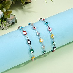 3 pz 3 stili braccialetti a maglie in acciaio inossidabile 304&nbsp;BJEW-SZ0001-25