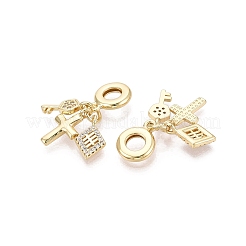 Messing mikro pflastern klare kubik zirkonia europäische baumeln charme&nbsp;KK-N287-33D-G