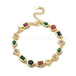 Messing-Mikropavé-Kubikzirkonia-Gliederarmbänder für Damen&nbsp;BJEW-P358-03G