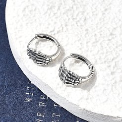 925 Sterling Silber Reifen Ohrringe&nbsp;EJEW-Z133-02AS