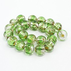 Handgefertigte Silberfolie Glas Murano runde Perlen Stränge&nbsp;FOIL-L008-01