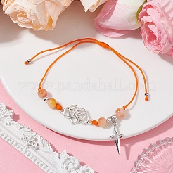Pulseras de cuentas trenzadas de jade blanco teñido natural&nbsp;BJEW-JB09823-02