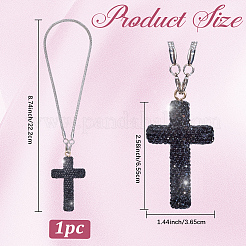 Colliers à chaîne en alliage avec pendentif croix en strass et argile polymère&nbsp;NJEW-CN0001-16A