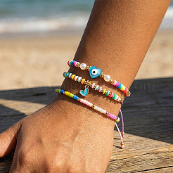3 Stück Armband aus geflochtenen Glasperlen&nbsp;LW3639-5