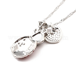 Collana con ciondolo a forma di cuore e coccinella con strass colorati&nbsp;NJEW-I113-13P