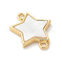 Messing Pavé Naturweiß Muschel Verbinder Charms&nbsp;KK-S522-03E-G