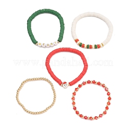 Bracelets à thème de Noël en argile polymère&nbsp;BJEW-TA00546