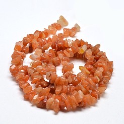 Brins de perles d'aventurine rouge naturelle en copeaux&nbsp;G-N0134-10B
