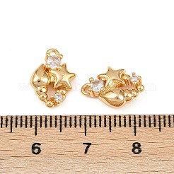 Breloques en laiton micro pavé de zircones cubiques sur le thème de l'océan&nbsp;X1-KK-F902-08T-G