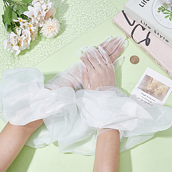 1 par de guantes largos de encaje de poliéster para la celebración de la boda de la novia.&nbsp;AJEW-ME0001-79B