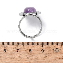Ovale natürliche Amethyst-Fingerringe&nbsp;RJEW-M063-01P-16