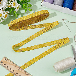 7 m lange Polyester-Jacquard-Blumenbänder&nbsp;SRIB-WH0011-136